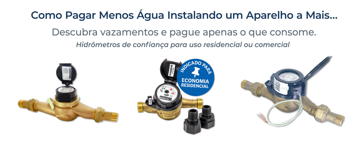 Banner com chamada sobre economia de água usando hidrômetro