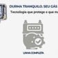 Banner com medidor de gás, frase emocional de segurança familiar, selo técnico de certificação e botão verde de chamada para ação.