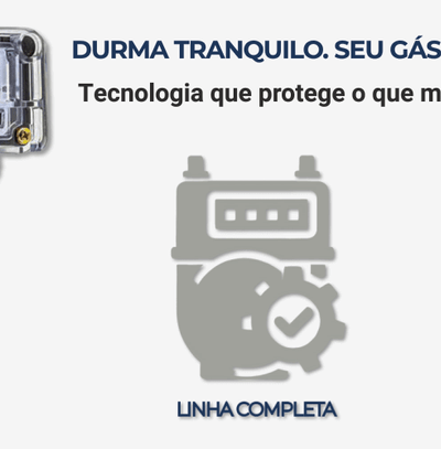 Banner com medidor de gás, frase emocional de segurança familiar, selo técnico de certificação e botão verde de chamada para ação.
