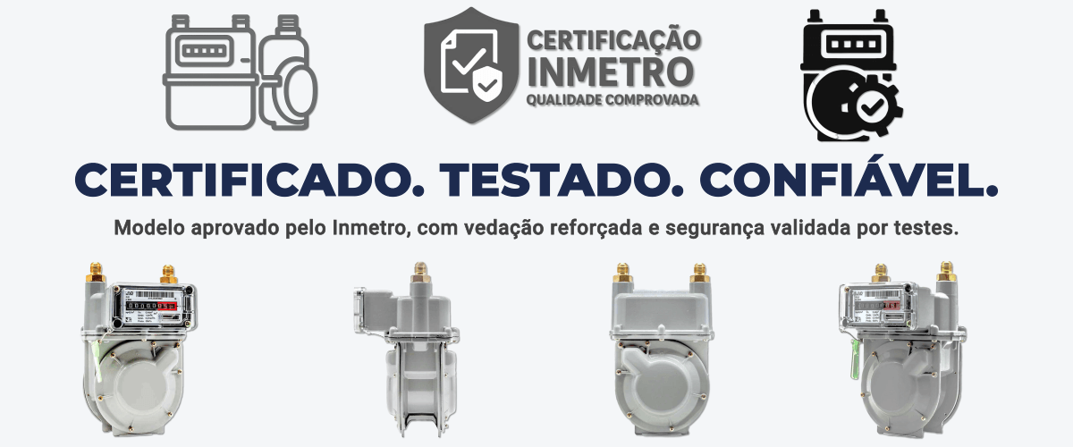 Banner de medidor de gás da Consigas com leitura fácil, uso externo e selo de durabilidade.