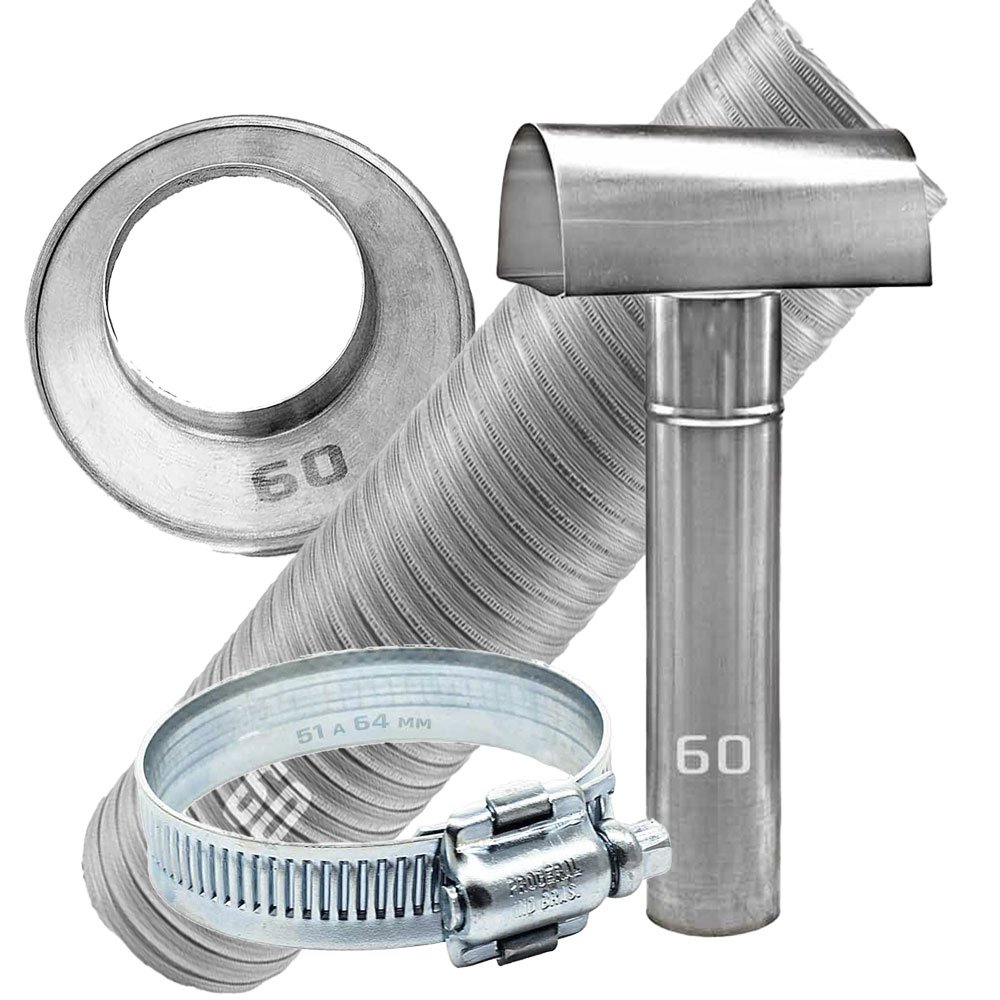 Kit Chaminé 60mm Distak p/ Aquecedor Gás com Duto e Chapéu